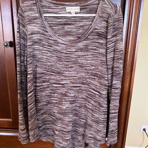Knit top by Knox Rose. Brown and white.